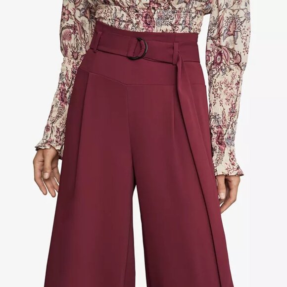 🎁 BCBG Maxazria D-Ring Belted Wide-Leg Matte Satin Pants